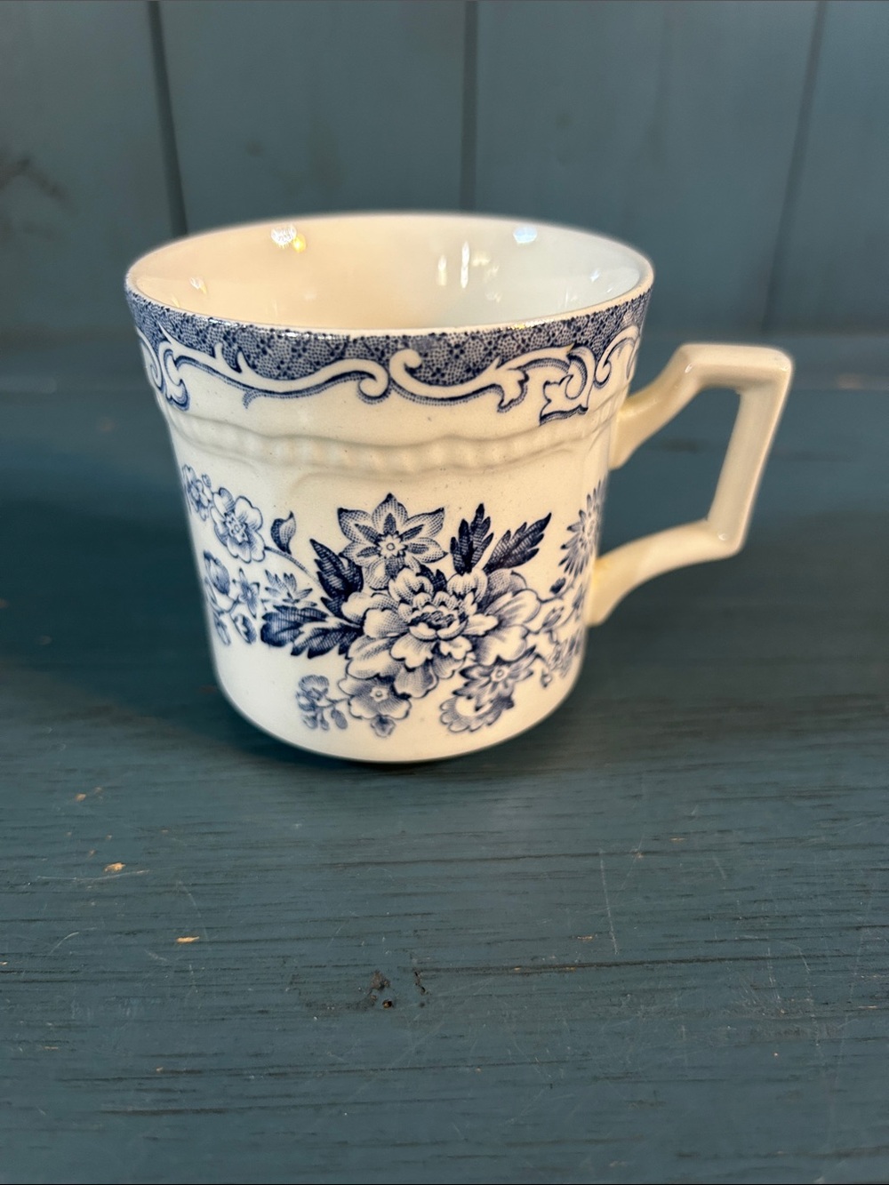 Kensington Ironstone England Balmoral 1801 Teacup-White & Blue-Made in England